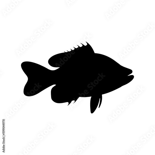 Sea bass fish silhouette icon vector illustration design on white background.
