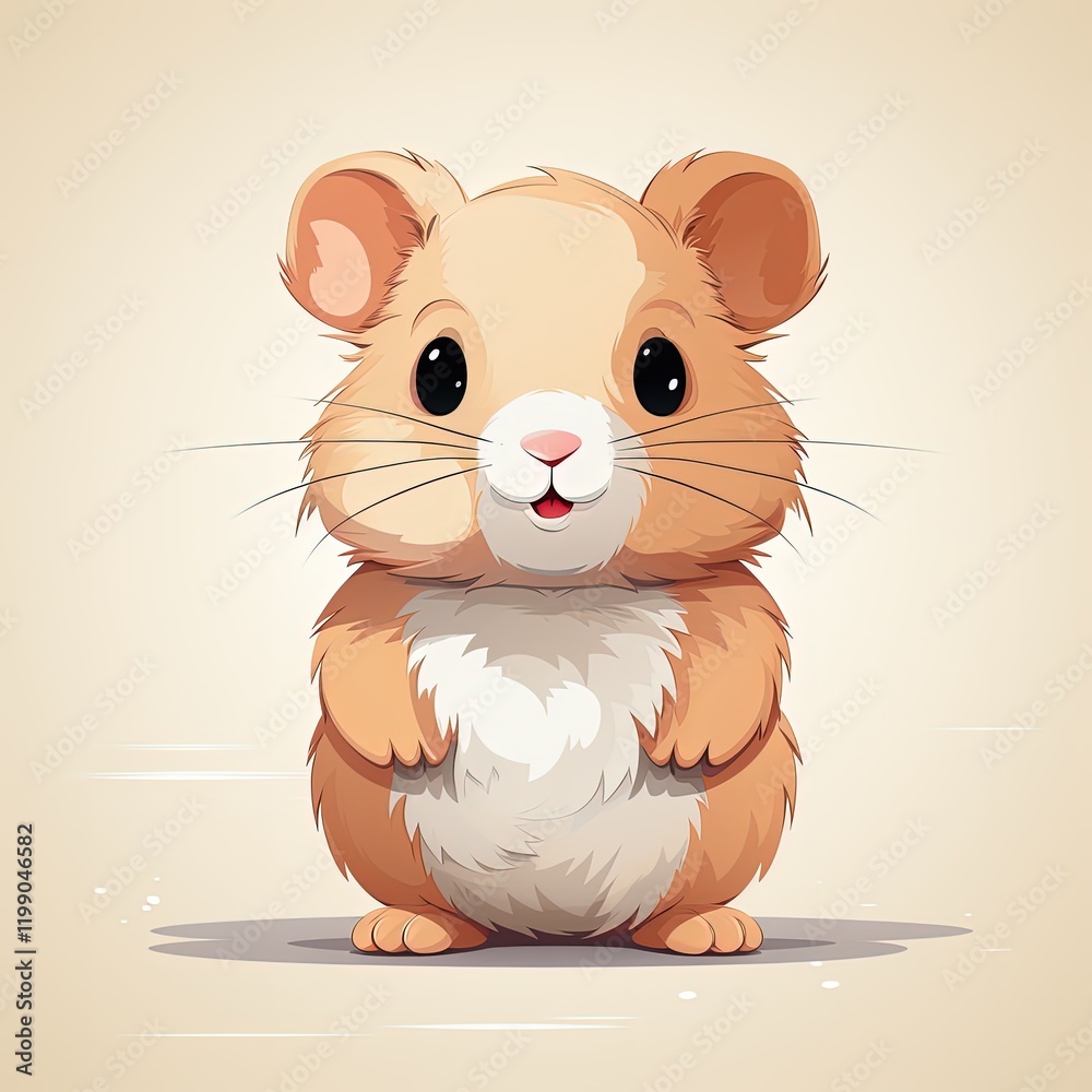 Light-Palette Hamster Drawing in Modern Vector Flat Design Light-Palette Hamster Drawing in Modern Vector Flat Design