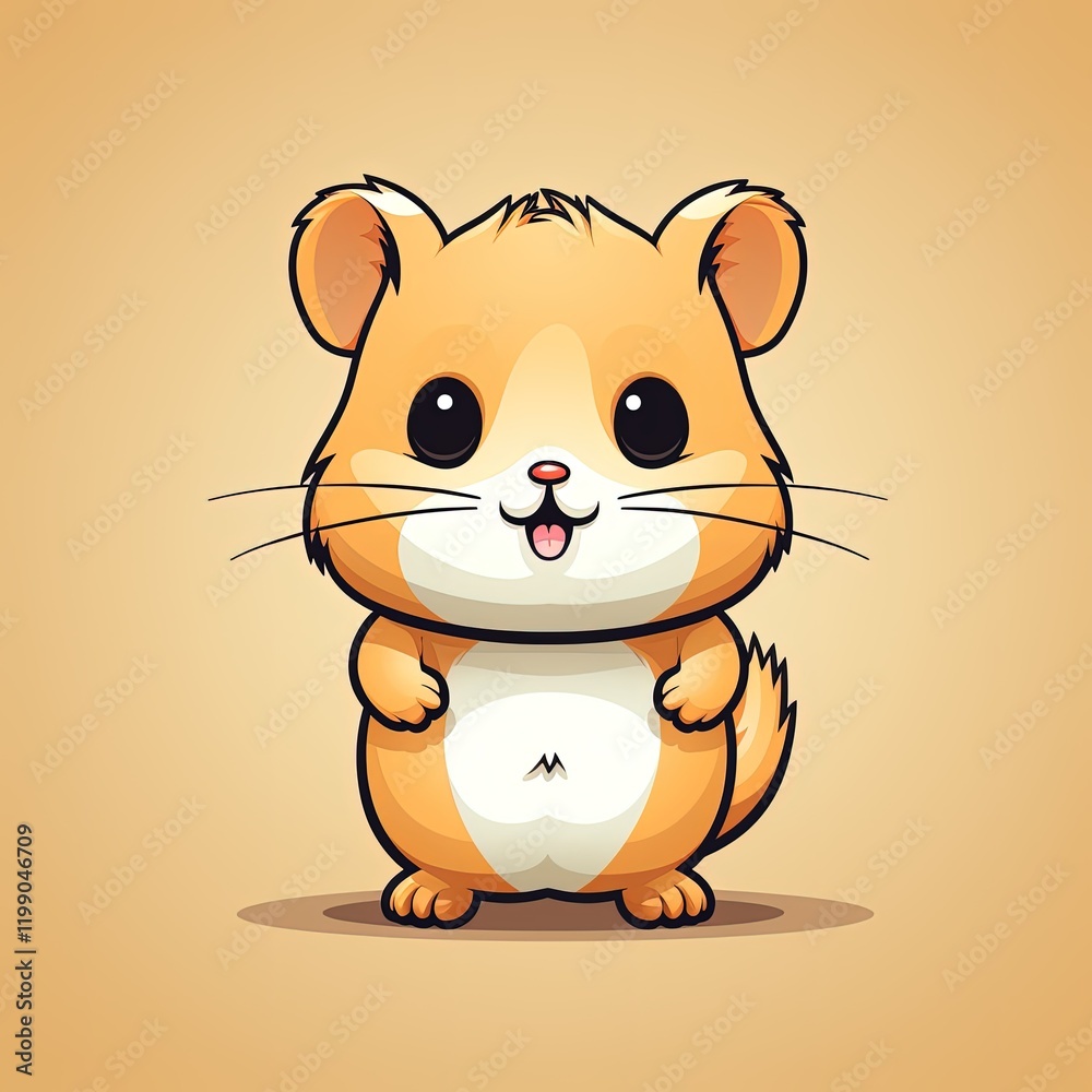 Light-Palette Hamster Drawing in Modern Vector Flat Design Light-Palette Hamster Drawing in Modern Vector Flat Design