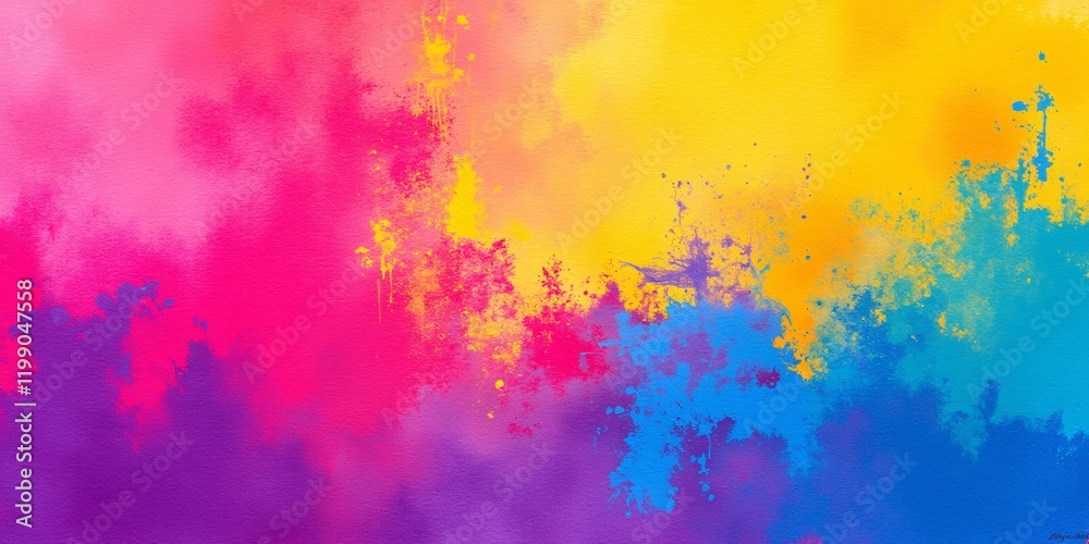 Obraz premium A symphony of hues: Pink, yellow, blue explode in a vibrant, textured dreamscape. Joyful energy radiates.