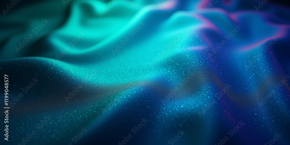 Obraz premium Serene Teal and Blue Fabric Drape; Glimmering, Textured Waves of Color.