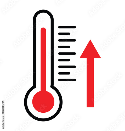 thermometer temperature up icon. weather thermometer icon. temperature thermometer symbol. thermometer for app, ui, games and website.. vector illustration on transparent background