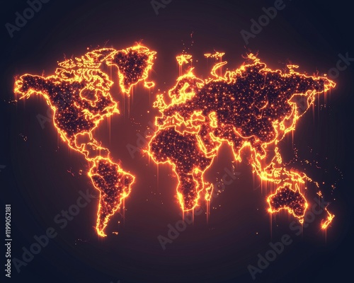 Illustration of a map glowing with disarmament achievements globally photo