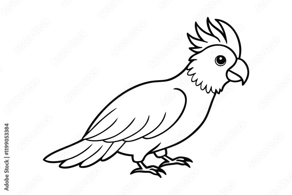 A cute Cockatoo hand drawing clean line art illustration.eps