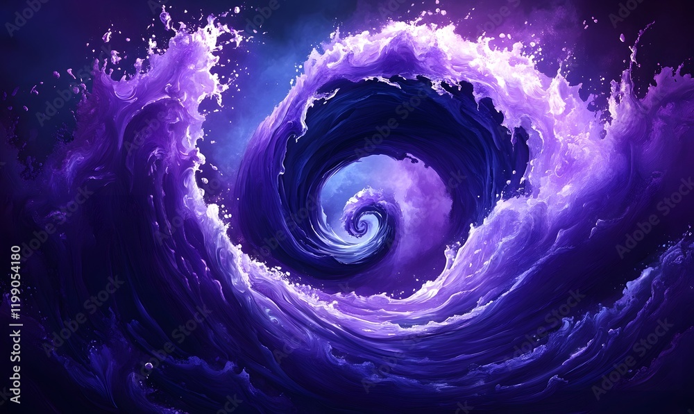 Naklejka premium Abstract swirling purple wave vortex.