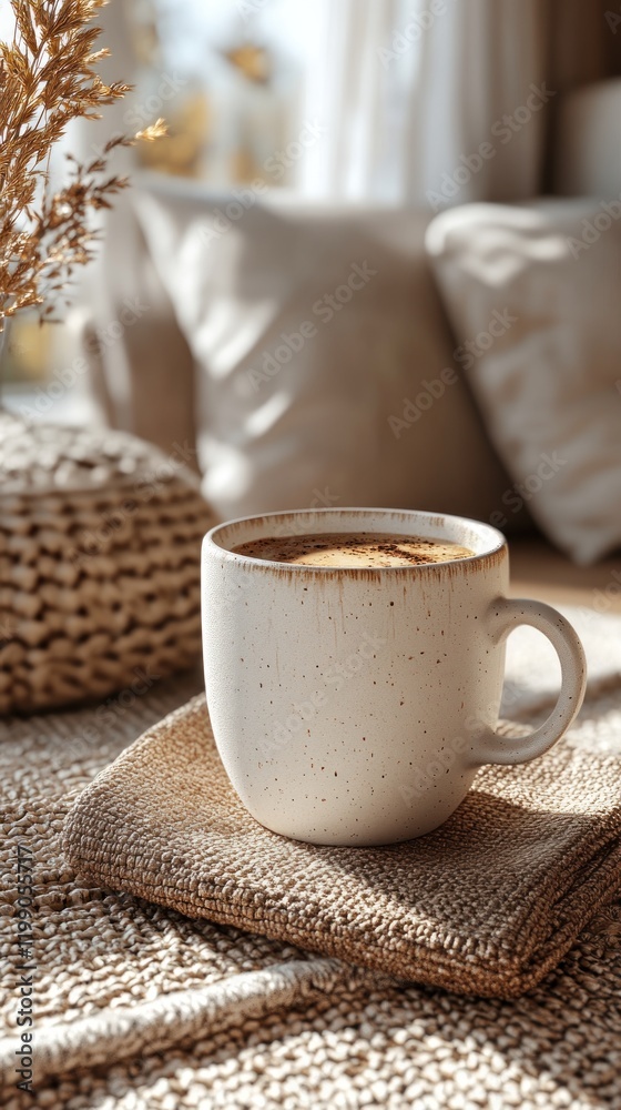 Cozy Coffee Moment: A Serene Cup of Coffee on a Sunlit Morning Cozy Coffee Moment: A Serene Cup of Coffee on a Sunlit Morning