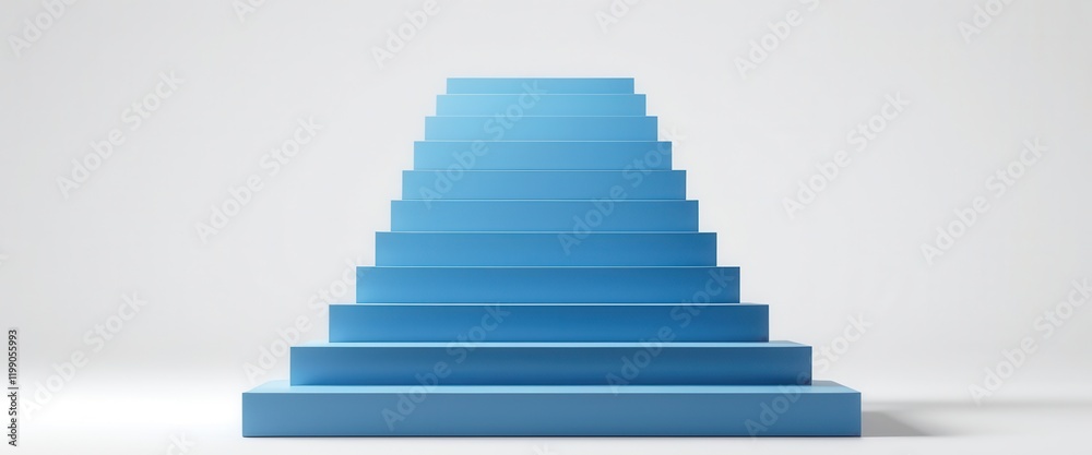 Fototapeta premium Minimalist blue steps: modern abstract staircase design in soft light