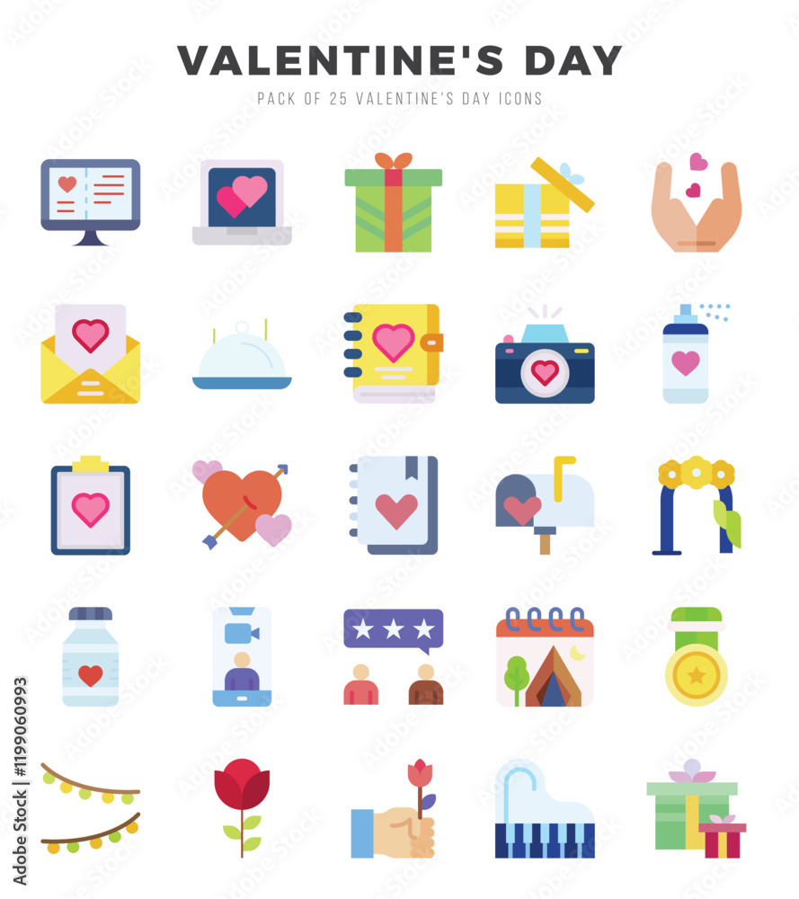 Valentine'S Day Icons Pack. Flat icons set. Flat icon collection set. Valentine'S Day Icons Pack. Flat icons set. Flat icon collection set.