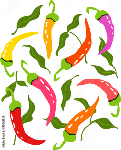 hot spicy colorful chili peppers vector illustration