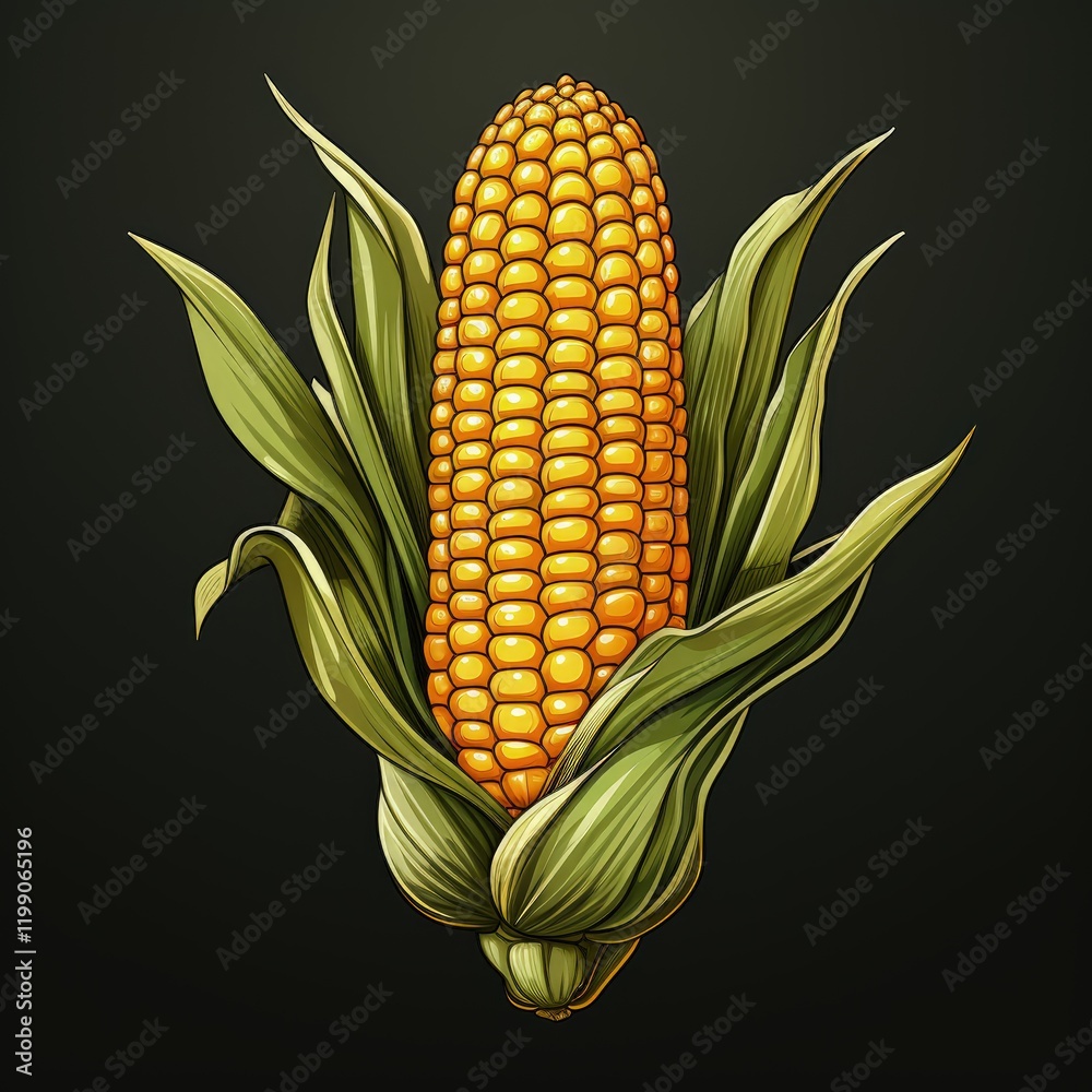 Obraz premium Elegant Flat Design of Corn in Moody Colors