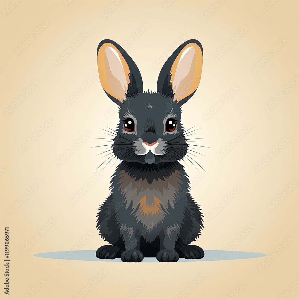 Obraz premium Minimalist Rabbit Art in Flat Style with Dark Colors