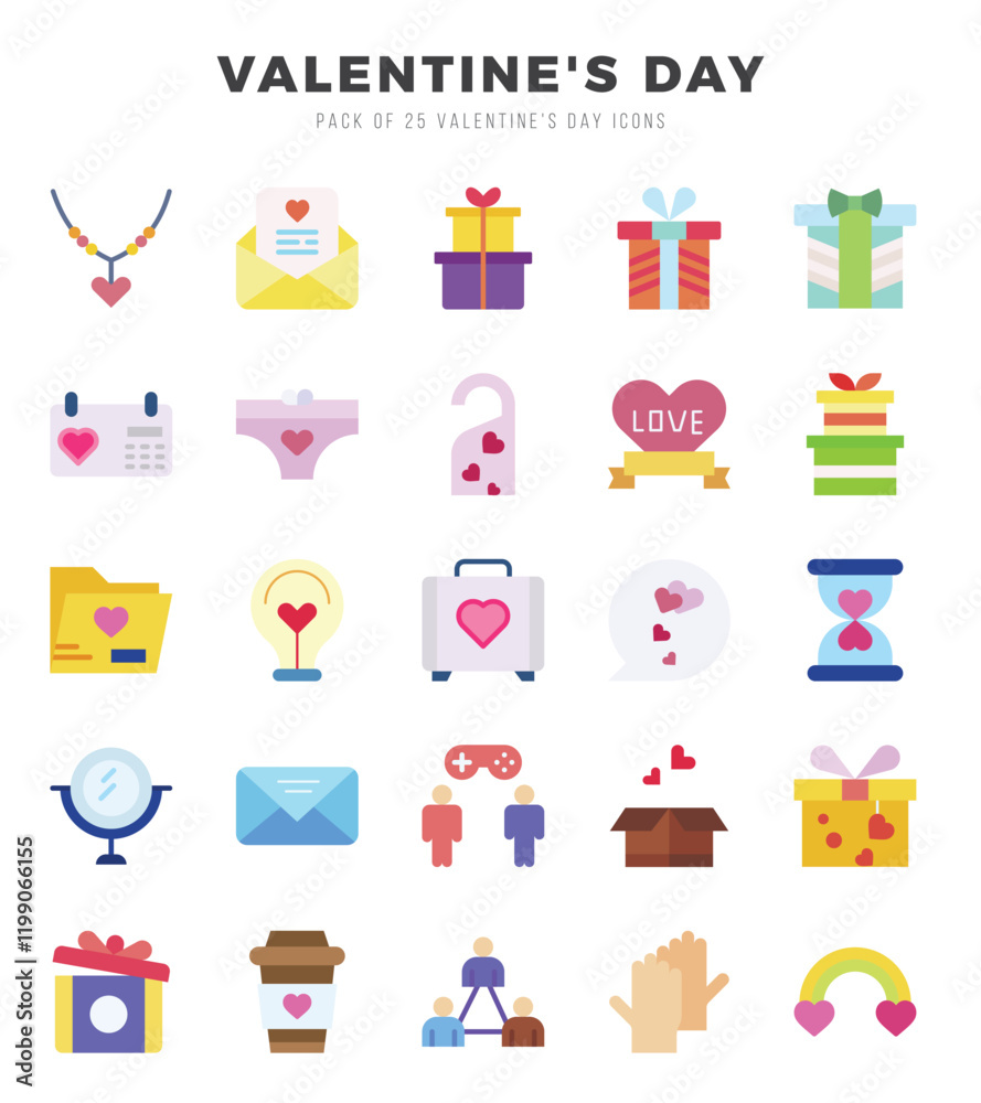 Valentine'S Day web icons in Flat style. Valentine'S Day web icons in Flat style.