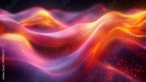 Abstract Flowing Ribbons of Light. Generative AI photo