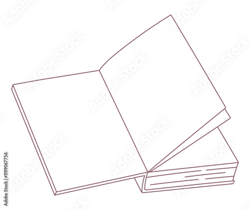 Opened line art book. Reading and literature. Vector illustration.