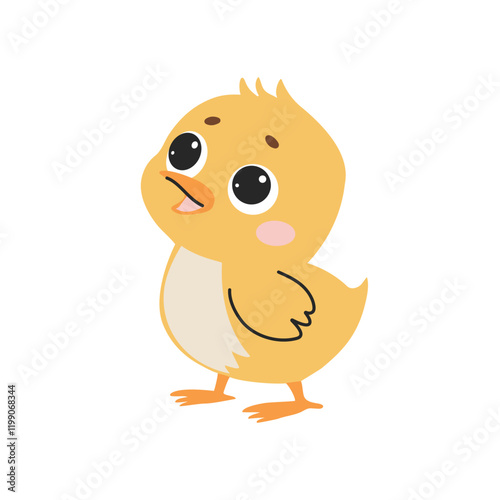 Cute little chicken cartoon character vector Illustration on a white background
