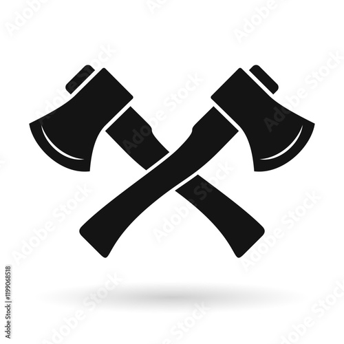Crossed axes icon, woodworks emblem