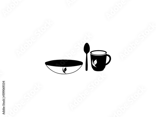 Plate, Mug, Spoon Icon Vector Art