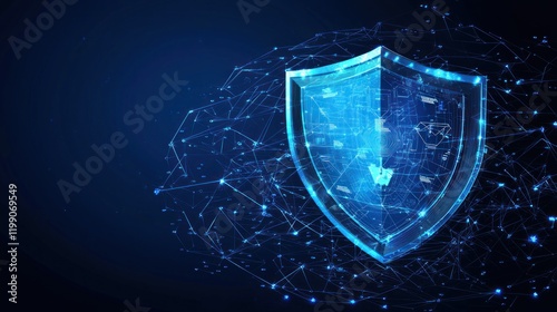 Digital shield representing cybersecurity and data protection.
