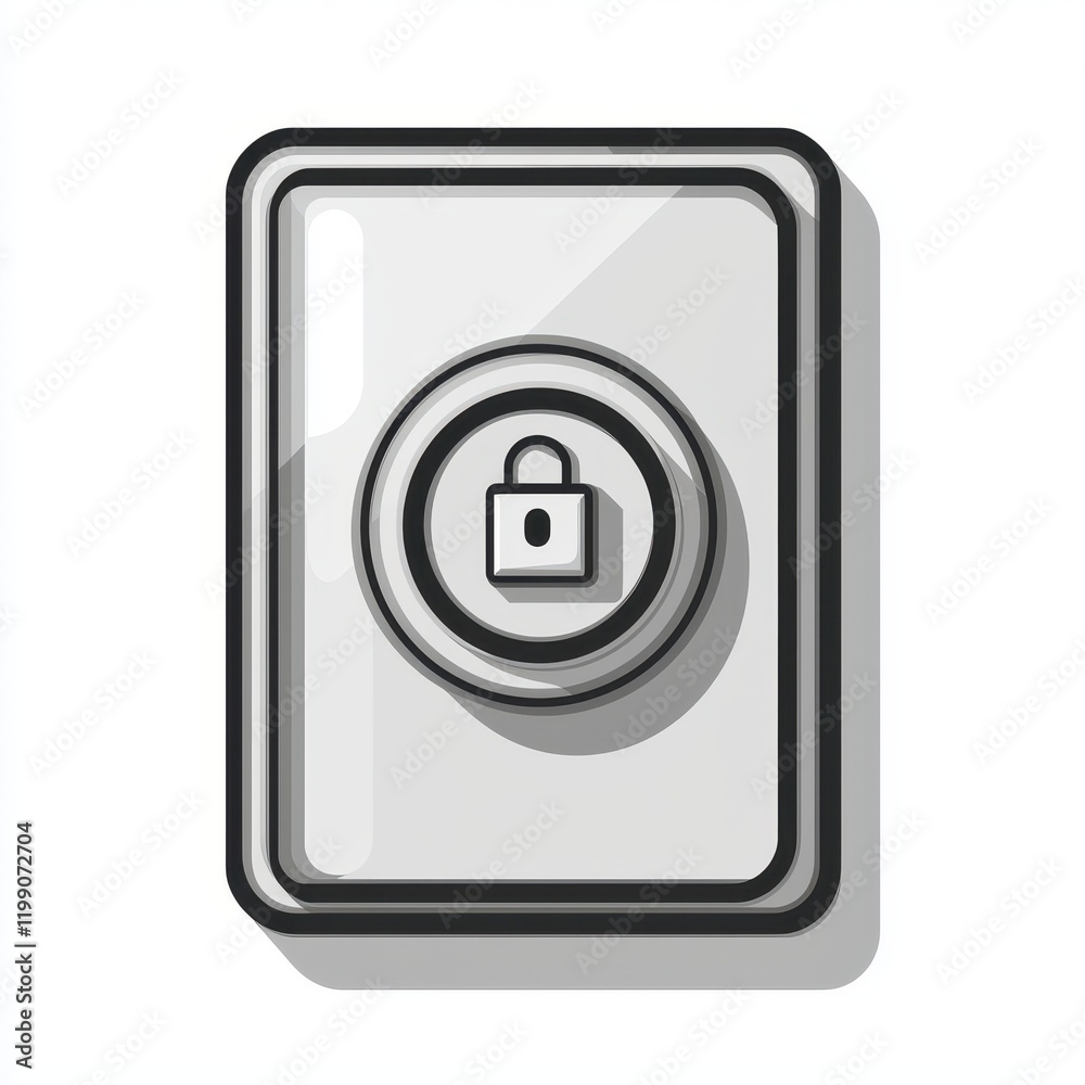 Secure Data Protection Icon Padlock Symbol on Grey Panel for Digital Security and Privacy
