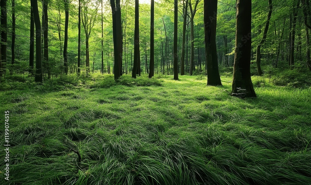 dense carpet of emerald grasses in the forest, forest ecosystem, natural carpet, dense foliage, natural surroundings, forest floor dense carpet of emerald grasses in the forest, forest ecosystem, natural carpet, dense foliage, natural surroundings, forest floor