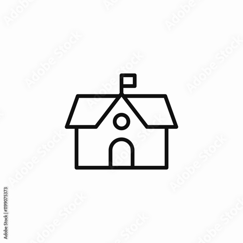 School building education house icon vector sign