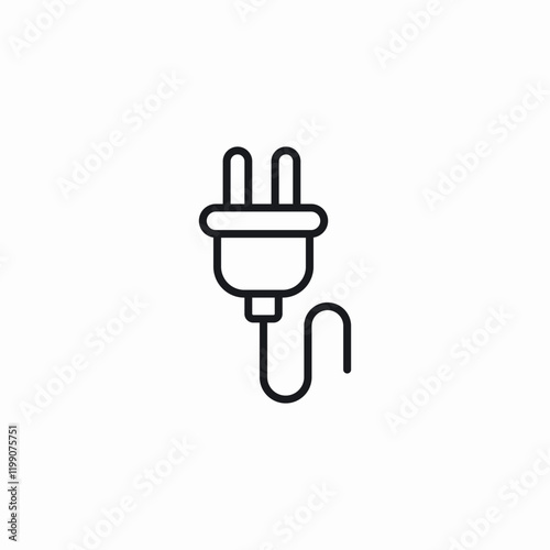 Power plug electric cord icon vector sign