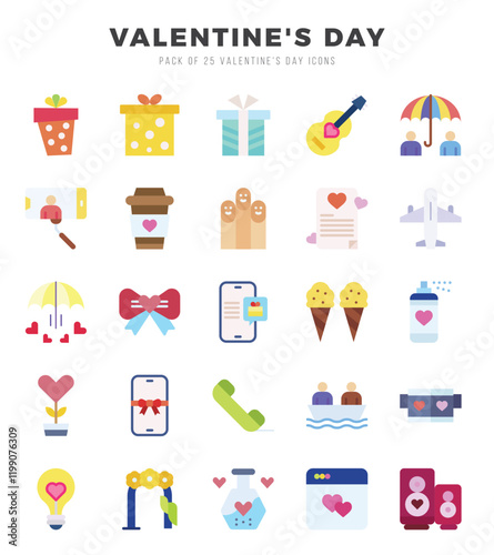 Set of Valentine'S Day Icons Flat icons collection.