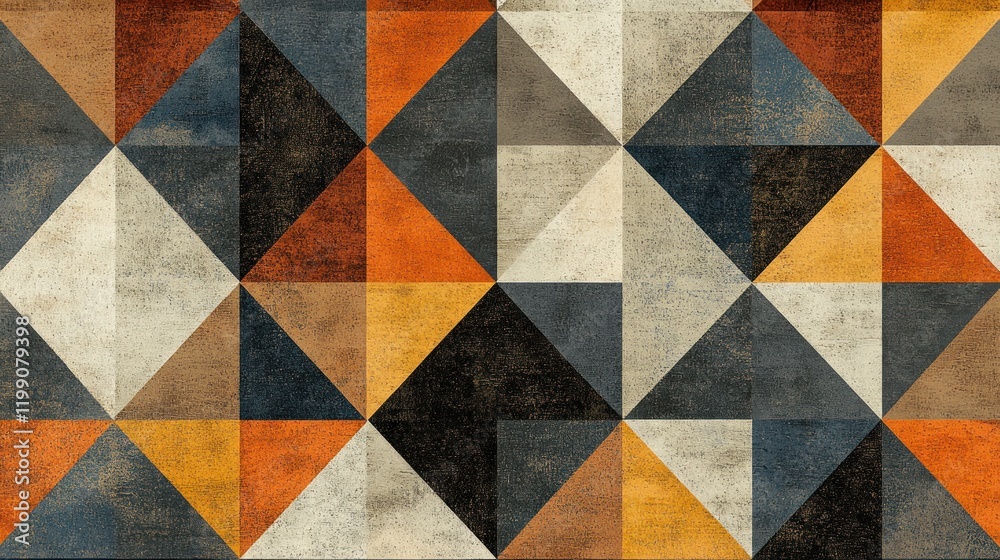 Geometric triangle pattern with textured, earthy tones. Geometric triangle pattern with textured, earthy tones.