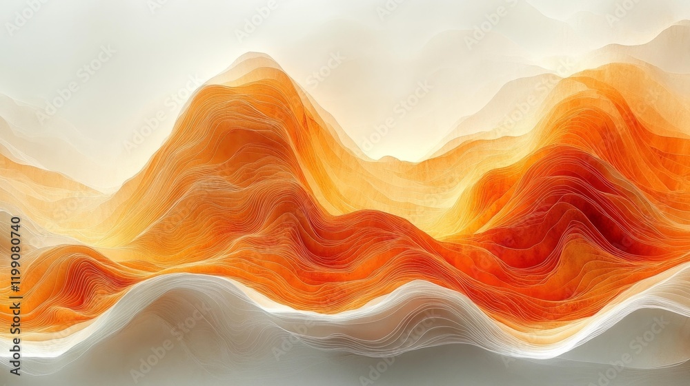 Fototapeta premium Abstract Contour Line Artwork in Warm Tones. Generative AI