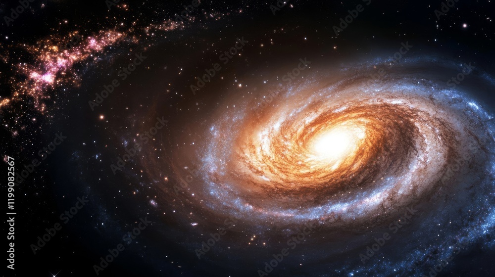 Majestic Spiral Galaxy Illuminating the Cosmic Expanse: A Celestial Dance of Stars and Nebulae in the Vast Universe
