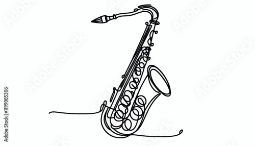 Vector Simple one line drawing of  saxophone