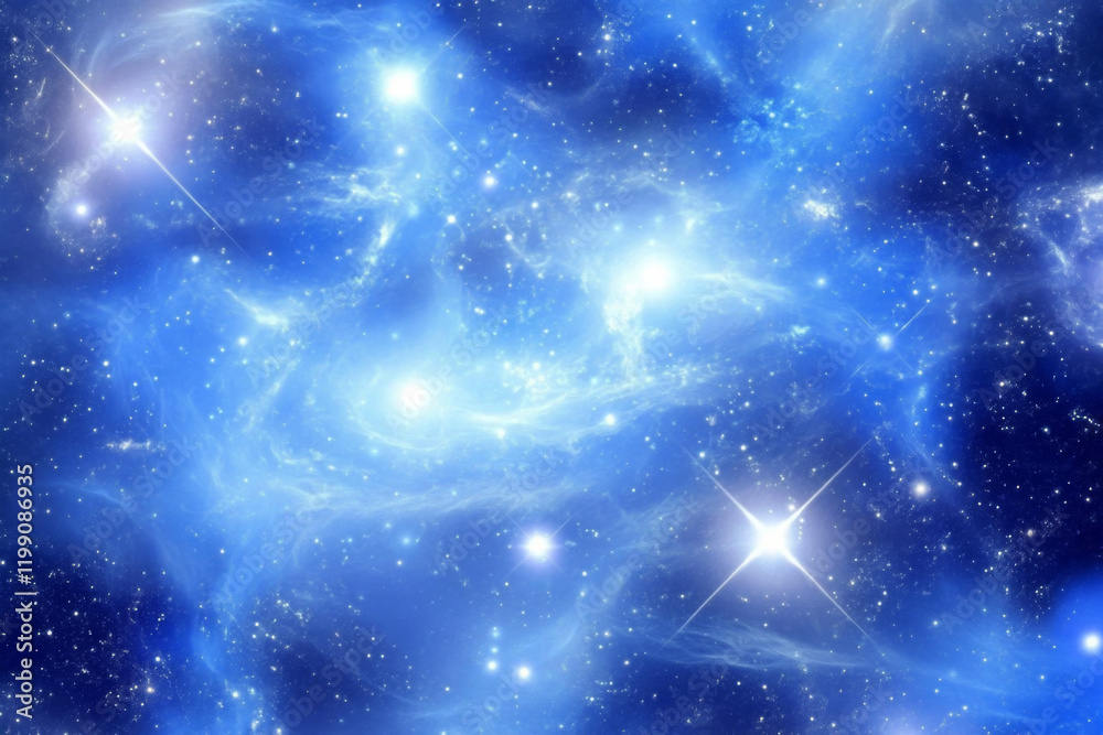 Obraz premium Captivating cosmic view showcasing bright stars and swirling blue nebulae