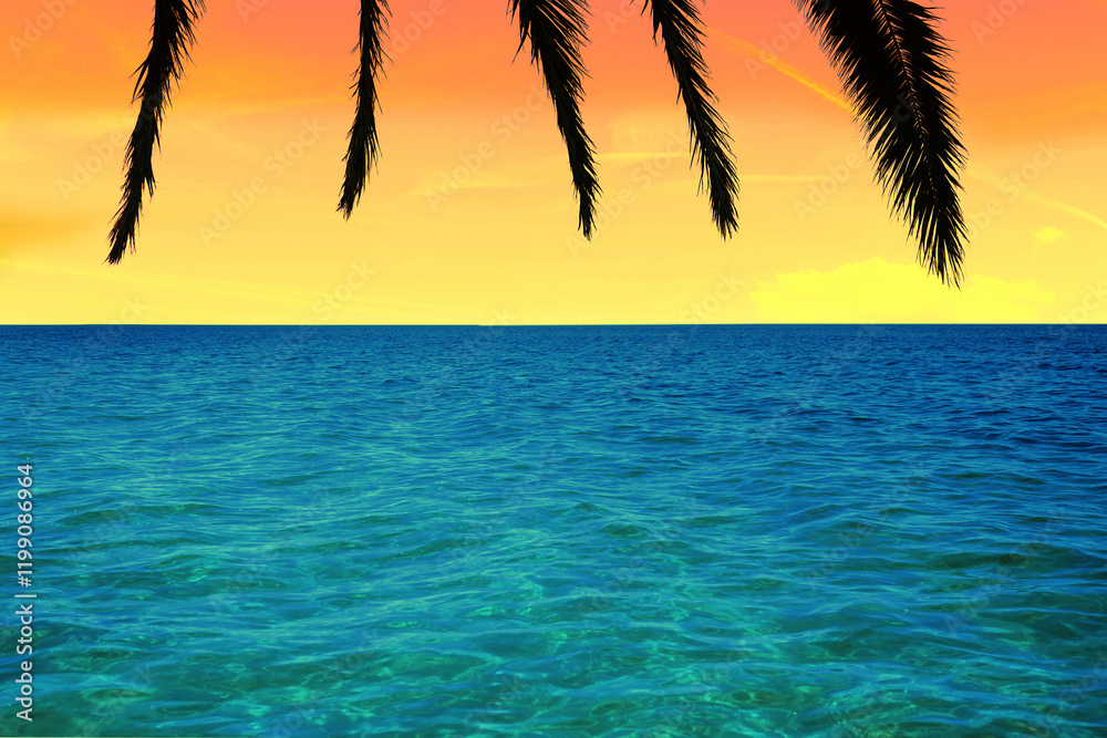 Seascape in the early morning. Sunrise over the sea. Nature landscape