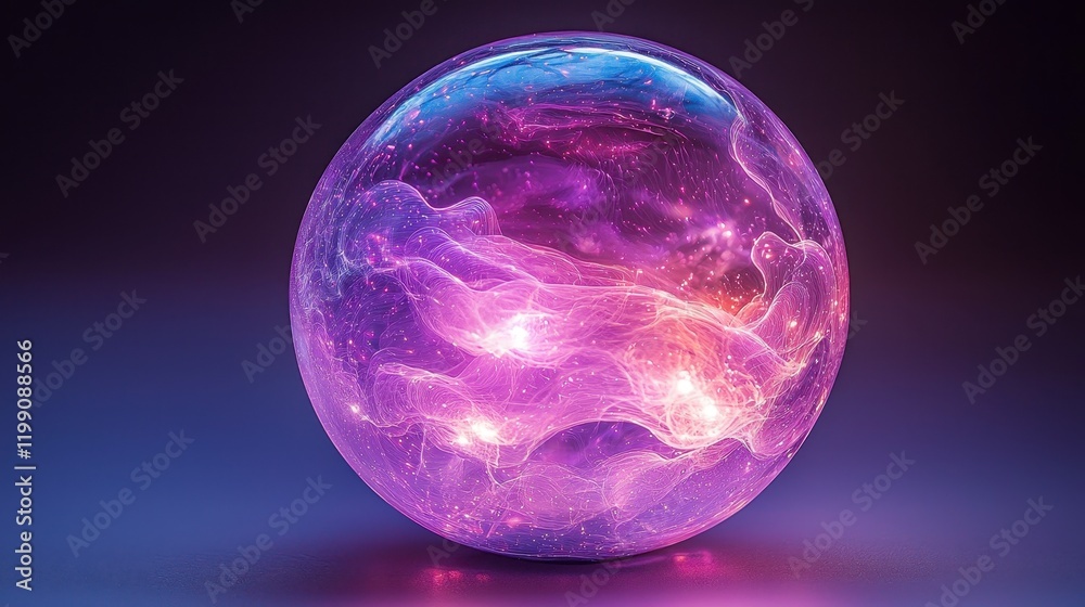 Obraz premium Glowing cosmic nebula inside a crystal sphere.