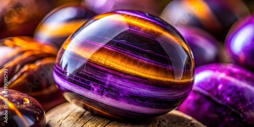 Radiant Purple Tiger Eye Stone - Close-up Gemstone Texture photo