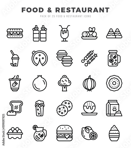 Food and Restaurant Lineal icons. Vector Lineal illustration.