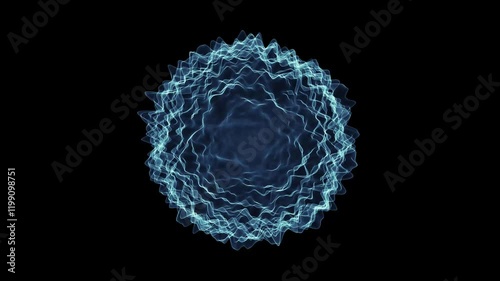A pulsating figure on a dark background representing a magnetic shape. Seamless loop.