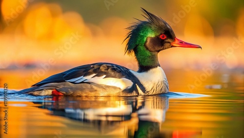 Red-breasted Merganser on Calm Lake - Wildlife Photography photo