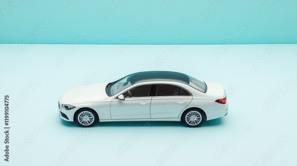 Naklejka premium A luxury car in the final inspection stage with a light blue background, emphasizing quality control