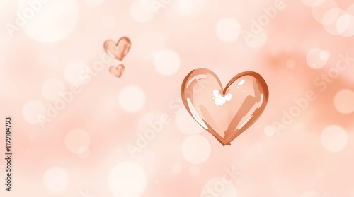 Abstract heart brown light or bokeh background. Valentine Day concept. brown background with hearts. 