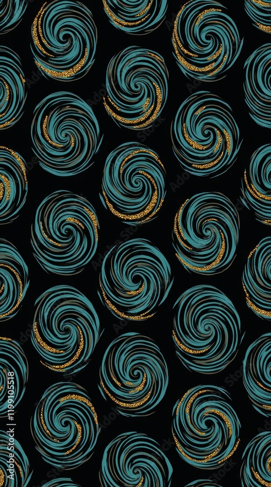 Turquoise and Gold Spiral Pattern Turquoise and Gold Spiral Pattern