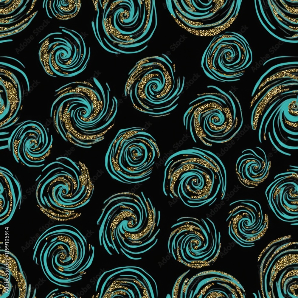 Turquoise and Gold Spiral Pattern Turquoise and Gold Spiral Pattern
