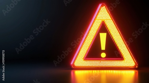 Glowing Neon Warning Sign: Urgent Attention Needed