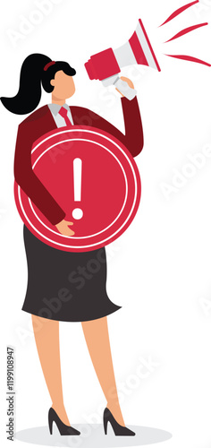 Information, important message, businesswoman alert concept, business people inform alert message