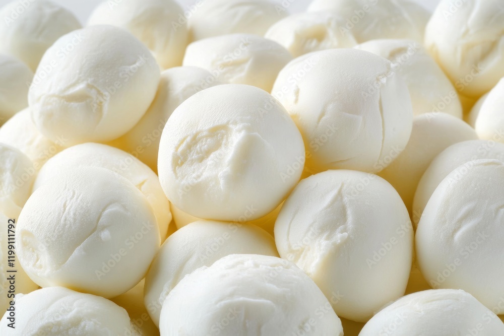 Small mozzarella balls, known as ciliegine, create an appealing backdrop, highlighting the creamy texture of this fresh italian cheese Small mozzarella balls, known as ciliegine, create an appealing backdrop, highlighting the creamy texture of this fresh italian cheese