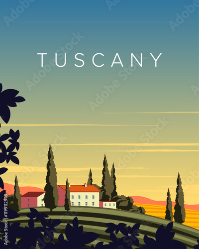 Tuscany Italy travel poster, card, banner