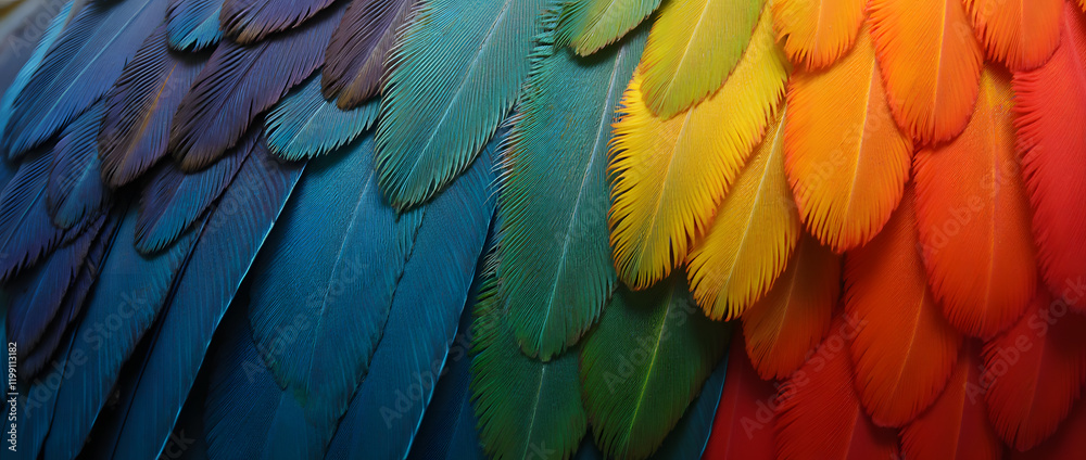 Fototapeta premium Rainbow Feathers of a Red Parrot