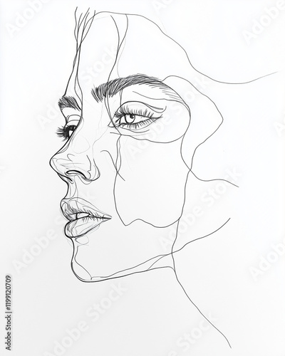 An evocative line drawing capturing the essence of human emotion. photo