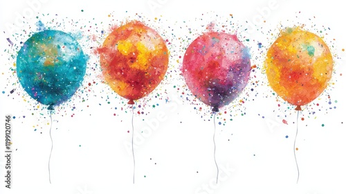 Vibrant Watercolor Balloons Celebration