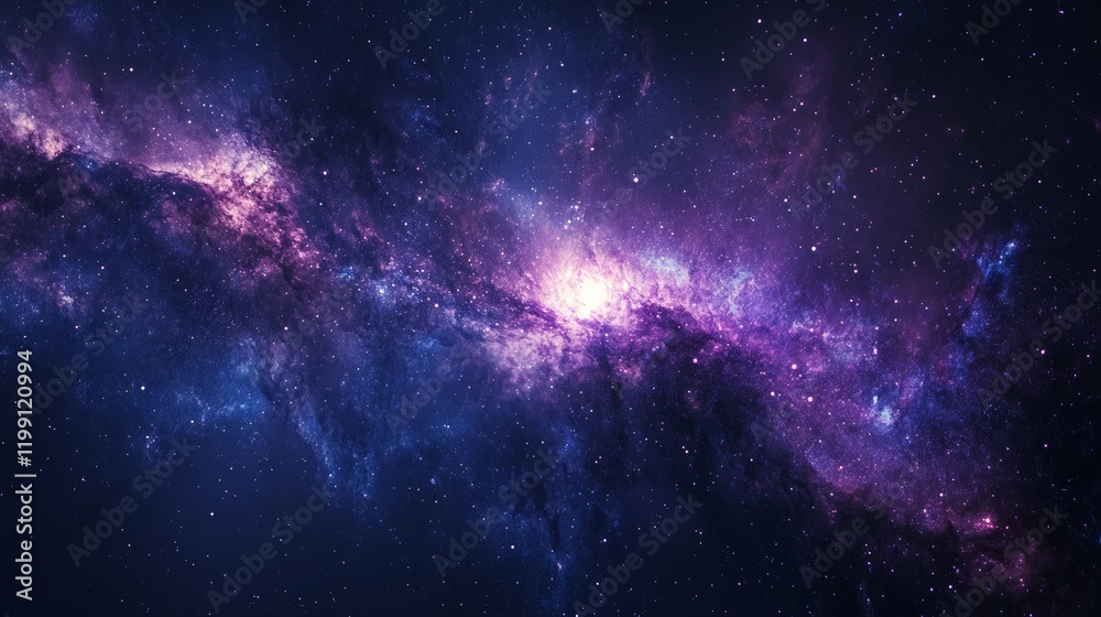 Naklejka premium A mesmerizing shot of the Andromeda Galaxy taken from a high-powered telescope, blending shades of purple and blue,